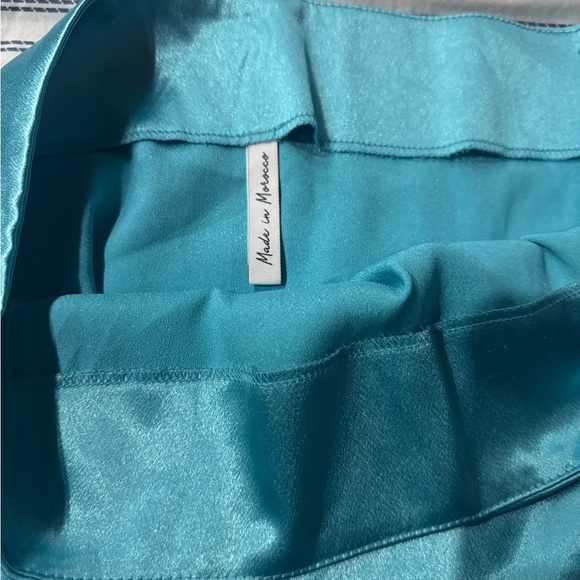 Satin Mini Skirt in Aqua - Picture 7 of 9